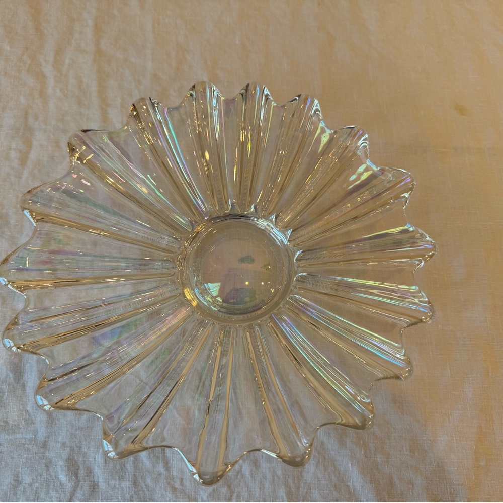 Federal Glass Iridescent Decorative Plate Vintage Carnival Glass EUC